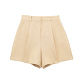 Gwmlk New Spring Style High Waist Shows Thin Pleated Casual Shorts 1478030