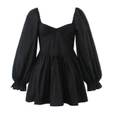 Gwmlk And Winter New Three-Dimensional Steel Trap Chest Pleated Back Long-Sleeved Dress