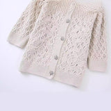 Gwmlk Spring Artificial Jewelry Button Decoration Round Neck Knitted Coat 5802117