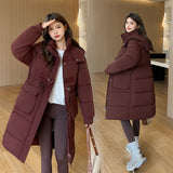 Coat Coat Female New Winter Hooded Down Cotton Long Over The Knee Thick Waist Show Thin Cotton-Padded Jacket