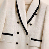 Gwmlk Winter Style Collision Trimming Texture Double-Breasted Suit Coat 2008457