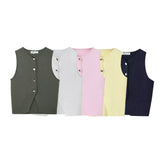 Gwmlk 2024 New Street Style Simple And Slim Short Knitted Vest 5536027