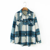 Gwmlk Autumn Women's Wear Urban Leisure Woolen Plaid Shirt Jacket