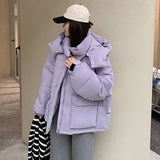 Year Popular Down Cotton Suit Female Winter Korean Version Hooded Overalls 2024 Ins Harbor Wind Thick Padded Coat Tide