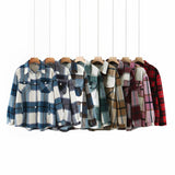 Gwmlk Autumn Women's Wear Urban Leisure Woolen Plaid Shirt Jacket