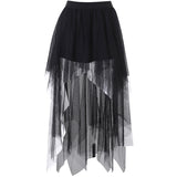 Gwmlk High-Waisted Net Irregular Skirt Dark Wind Summer New Style Leisure Skirt Children