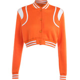 Gwmlk Long Sleeves Hit Color Short Button Baseball Suit Autumn New Fashionable All Kinds Of Spicy Girls Coat Girl