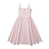 Gwmlk New French Style Slim And Solid Color Suspender Dress In Spring