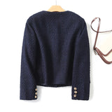 Gwmlk Spring Style Xiaoxiangfeng Gold Button Textured Short Coat