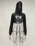 Gwmlk Spring Women's Wear New Buttonhole Strap Hooded Long-Sleeved Dark Gothic Halloween Sweater