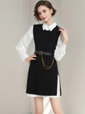 Gwmlk Style Fragrant Style Suit Design Feeling Minority White Shirt Skirt Knitted Vest Skirt Folded And Waist Two-Piece Set