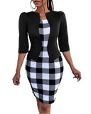 Gwmlk Independent Station New Large-Size Checkered Printed Fashion Dress Woman