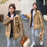 Feeling Fake Two Hooded Cotton-Padded Jacket Female Autumn And Winter Warm Loose Casual Bread Jacket Cotton-Padded Jacket Coat Female