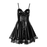 Gwmlk Autumn New Sexy Halter Dress Dark Death Note Leather Strap A Pendulum Dress For Women