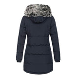 Gwmlk Women's Autumn And Winter New Ladies With Hats, Warm And Slim Cotton Clothes, Medium-Long Solid Color Jackets