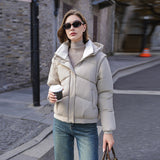 Cotton-Padded Jacket Women's New Winter Removable Sleeves Cotton-Padded Clothes Warm And Thick Loose Cotton-Padded Jacket Hooded Bread Coat