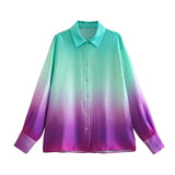 Gwmlk Spring Tie-Dye Printed Fashion Leisure Long-Sleeved Shirt