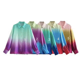 Gwmlk Spring Tie-Dye Printed Fashion Leisure Long-Sleeved Shirt