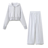 Gwmlk New Hooded Short Sweater 8417304 Loose Flannelette Jogging Trousers 8417303 Suit