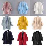 Gwmlk Spring Style Pleated Sleeve Sag Urban Leisure Candy Color Women's Suit Coat