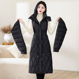 Cotton-Padded Clothes Female Long Money Over The Knee Can Remove Cap Down Cotton-Padded Jacket Show Thin Two Wear Can Take Off Discharge Cotton-Padded Clothes Add Thick Coat