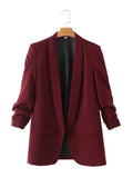 Gwmlk Spring Style Pleated Sleeve Sag Urban Leisure Candy Color Women's Suit Coat