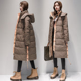 Down Cotton-Padded Jacket Female Long Style Over The Knee Thick 2024 Winter New Thousand Bird Case Cotton-Padded Jacket Bread Coat