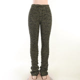 Gwmlk Spring Striped Casual Pants Knitted And Stitched Sexy Slim High Waist Personality Long Trousers