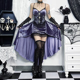 Gwmlk Autumn New Dark Style Fashion Temperament Sexy Slim Purple Suspender Tail Dress Women's Dress