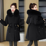 To Overcome The Female Long 2024 New Korean Version Of Fashion Slim Cotton Clothes Winter Plus Velvet And Thick Down Cotton Padded Coat