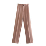 Gwmlk New Summer Style Straight Tube High Waist Shows Thin Solid Color Casual Pants 2761048