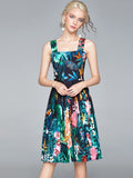 Gwmlk Spring New Sling Dress Seaside Vacation Tropical Printing, Shoulder Slimming And Skinny Skirt Trend