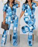 Gwmlk Independent Station New Spring / Summer 2024 Fashion Printed Zipper Jacket 2-Piece Set