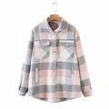 Gwmlk Autumn Women's Wear Urban Leisure Woolen Plaid Shirt Jacket