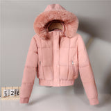 Clothes Female 2024 New Winter Add Velvet Add Thick Fashion Cotton-Padded Jacket Small Hooded Short Long-Sleeved Cotton Coat Coat