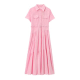 Gwmlk New Spring Style Spliced Dress With Belt Shirt 2240371