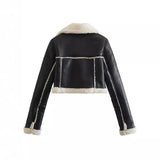 Gwmlk 2024 New Double-Sided Loose Short Suit Collar Zipper Fur Integrated Jacket