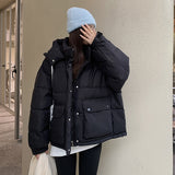 Year Popular Down Cotton Suit Female Winter Korean Version Hooded Overalls 2024 Ins Harbor Wind Thick Padded Coat Tide