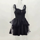 Gwmlk Summer 2024 New Style Short Skirt Slim Temperament Pure Black Sling Pure Desire Dress Woman