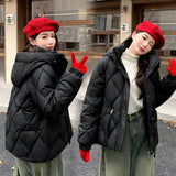 Cotton Jacket Female 2024 New Fashion Style To Overcome The Loose Diamond Design Sense Warm And Thin Cotton-Padded Coat