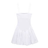 Gwmlk Spring Style Fluffy Poplin Rib Spliced Suspender Dress 4174347