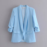 Gwmlk Spring Style Pleated Sleeve Sag Urban Leisure Candy Color Women's Suit Coat