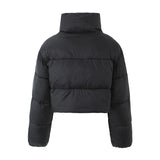 Gwmlk New Standing Collar Hidden Button Bread Suit Short Cotton-Padded Coat