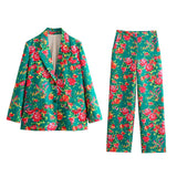 Gwmlk Big Flower Loose Suit Jacket Northeast Big Flower Cotton-Padded Jacket Leisure Trousers Suit