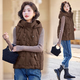 Cotton Vest Female Autumn Winter 2024 New Korean Version Vest Stand Collar Short Horse Clip All-Padded Clothes Vest Coat