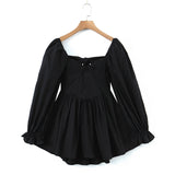 Gwmlk And Winter New Three-Dimensional Steel Trap Chest Pleated Back Long-Sleeved Dress