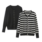 Gwmlk New Autumn Style Buckle Collection Casual Knitted Cardigan Jacket 0506110