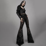 Gwmlk New Ins Bohemian Perspective Bell-Bottoms Women's 2024 Black Casual Long-Legged Trousers