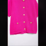 Gwmlk New Short-Sleeved Button Decorative Round-Collar Knitted Coat 6427031