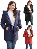 Gwmlk Women's Autumn And Winter New Large-Size Hooded Warm And Slim Down Cotton Jacket With Medium-Long Style